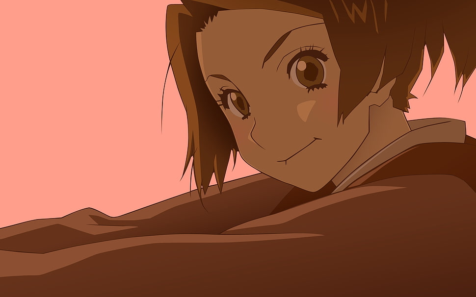 woman with brown hair anime HD wallpaper