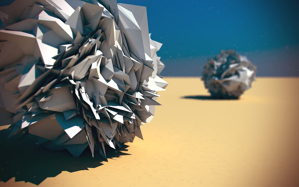 white paper, abstract, low poly, digital art, CGI HD wallpaper