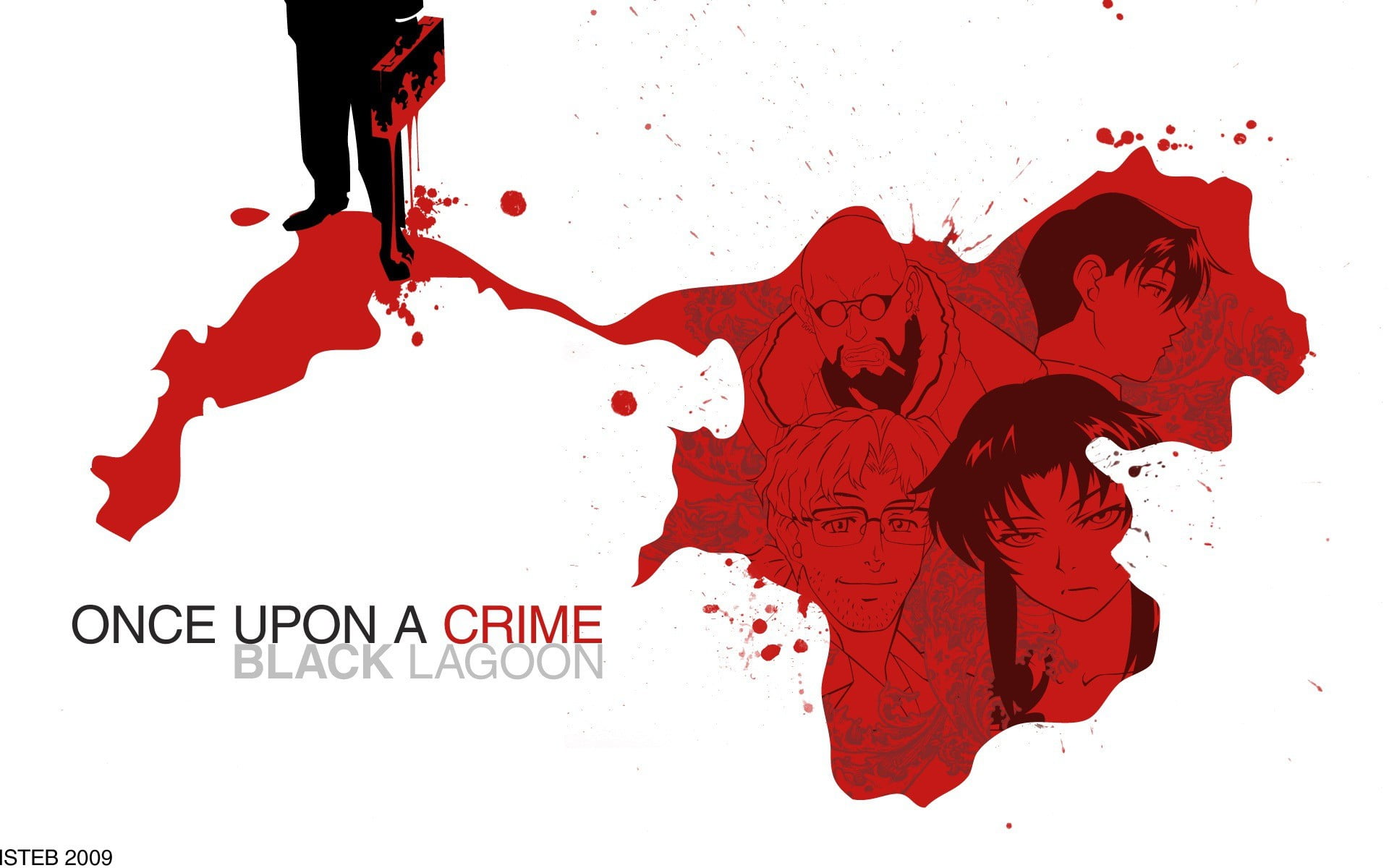 Once Upon a Crime logo, Black Lagoon, Revy, Ducth, Rokuro