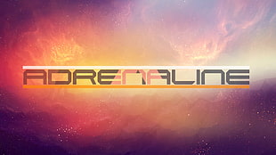 orange and red background with Adrenaline logo, adrenaline, space, reflection, violet HD wallpaper