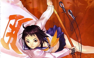 black haired female anime character in school uniform HD wallpaper