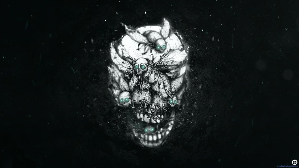 white monster illustration, fantasy art, creature, skull HD wallpaper