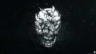 white monster illustration, fantasy art, creature, skull