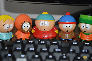 five South Park characters plastic figurines, South Park, keyboards HD wallpaper