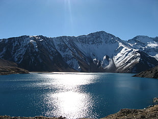 snow-covered mountain, landscape, Embalse El Yeso, Chile HD wallpaper