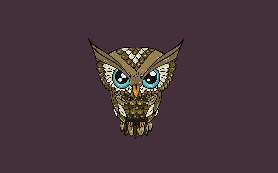 Owl logo, digital art, minimalism, nature, simple background HD wallpaper