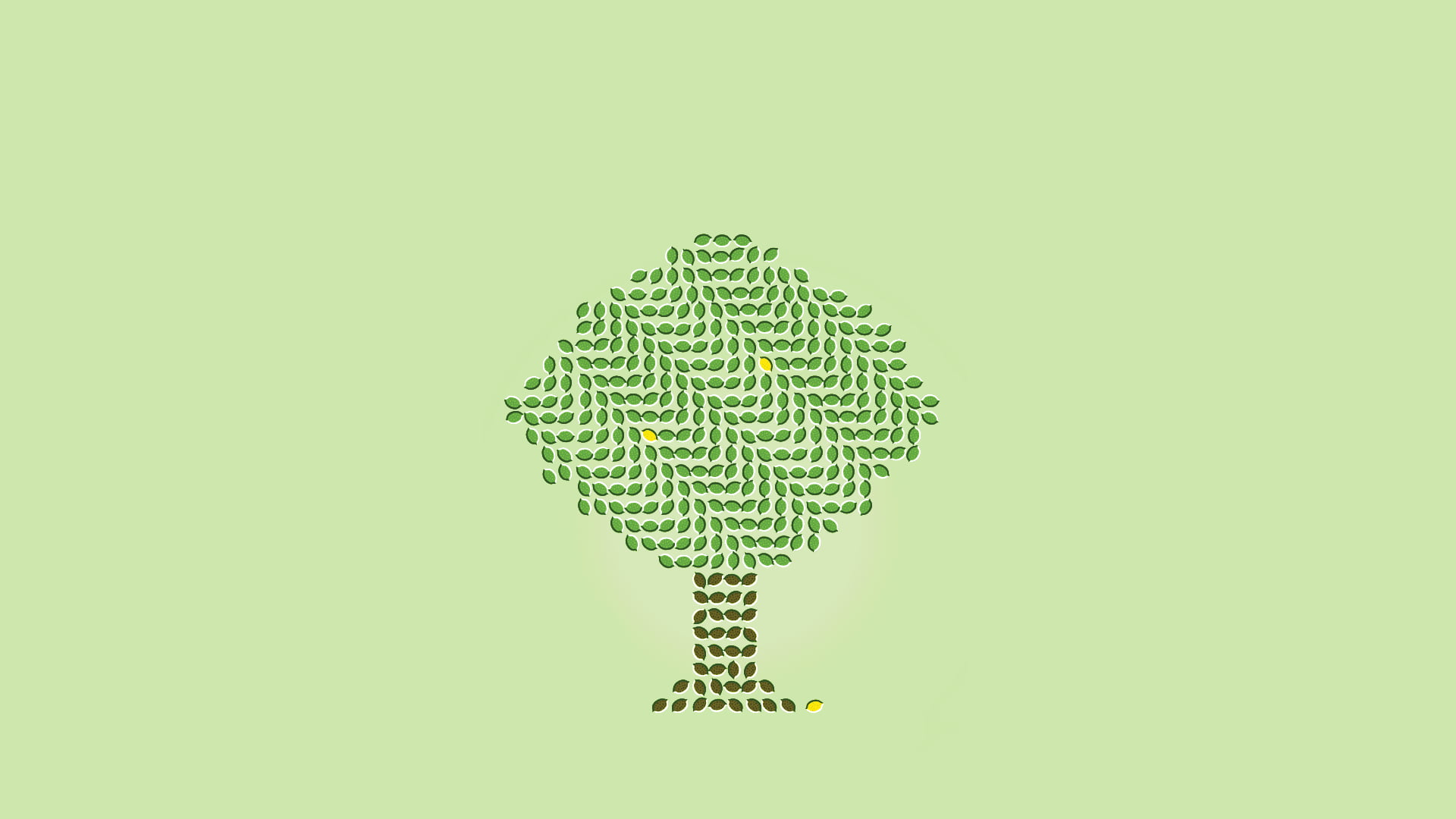 Green tree illustration, trees, abstract, optical illusion, minimalism