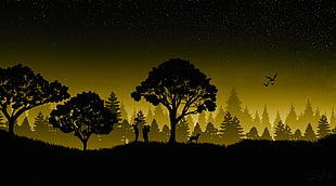 silhouette trees wallpaper, silhouette HD wallpaper