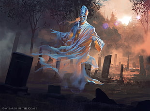 male ghost wallpaper, ghost, cemetery, tombstones, nature