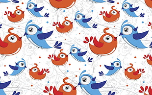 white, blue, and brown birds wallpaper