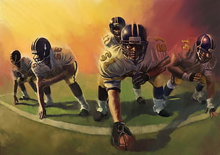 Football players painting