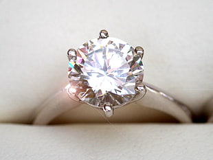 silver diamond ring with box