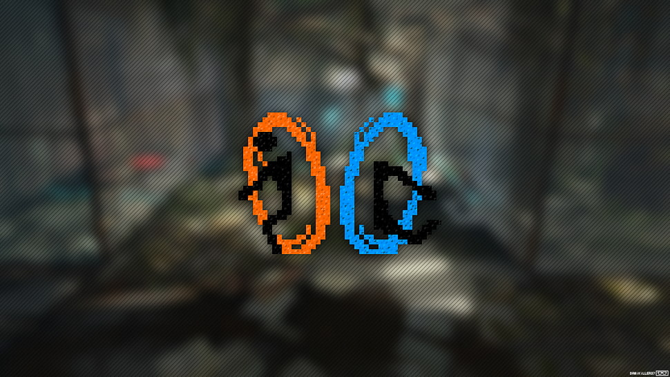 Portal game logo, Portal 2, pixel art, Trixel, video games HD wallpaper