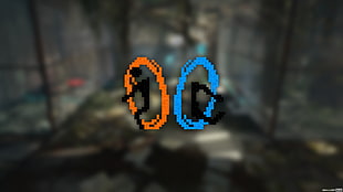 Portal game logo, Portal 2, pixel art, Trixel, video games