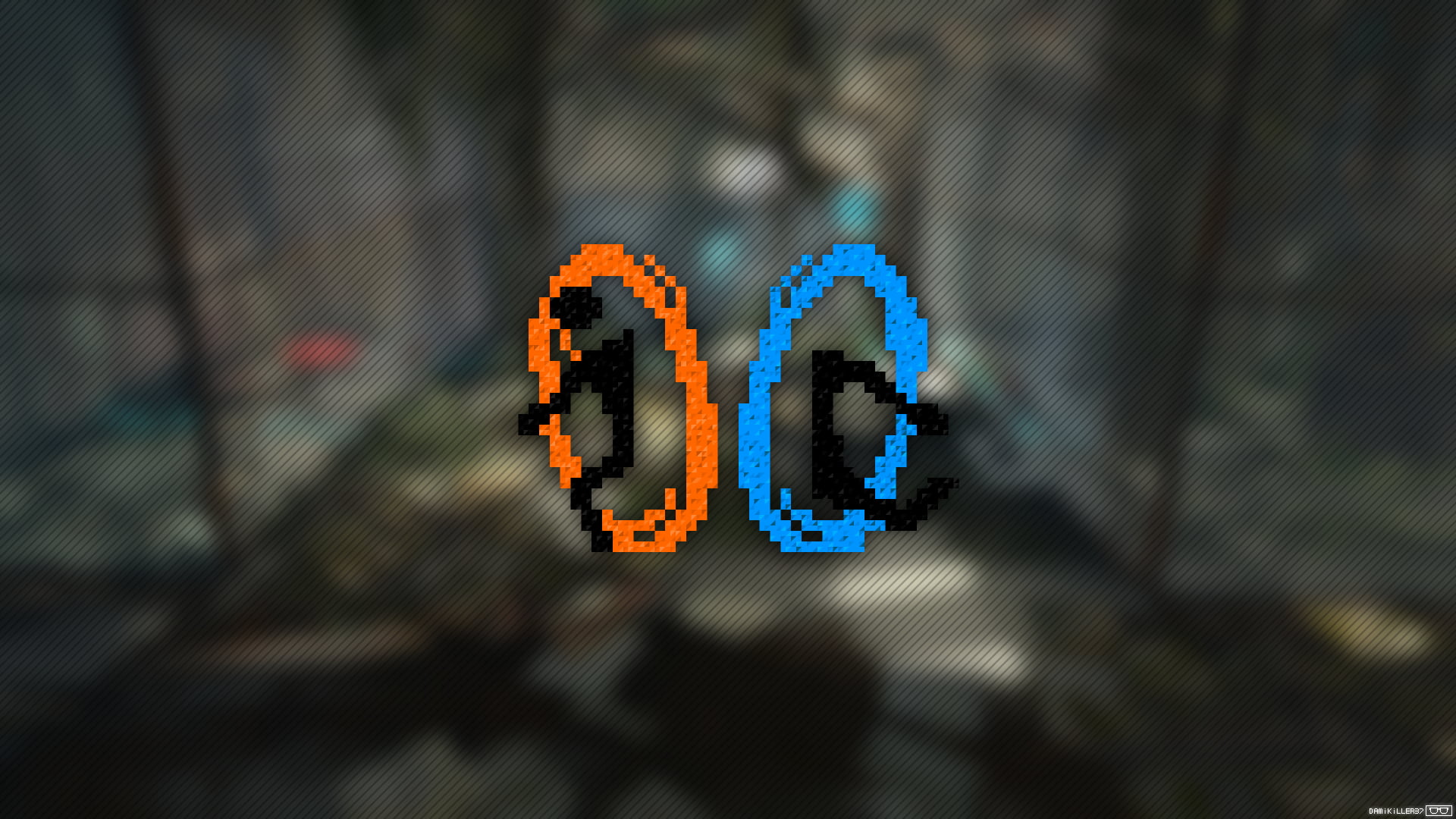 Portal game logo, Portal 2, pixel art, Trixel, video games