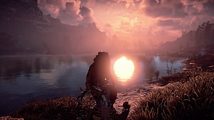 3D video game, Horizon: Zero Dawn, reflection, sunlight