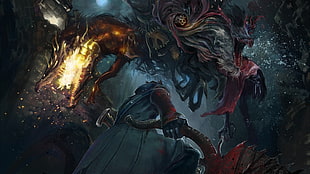 dragon digital wallpaper, Bloodborne, video games