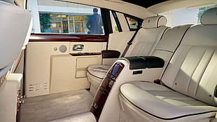 brown leather vehicle interior, car, Rolls-Royce Phantom, car interior HD wallpaper