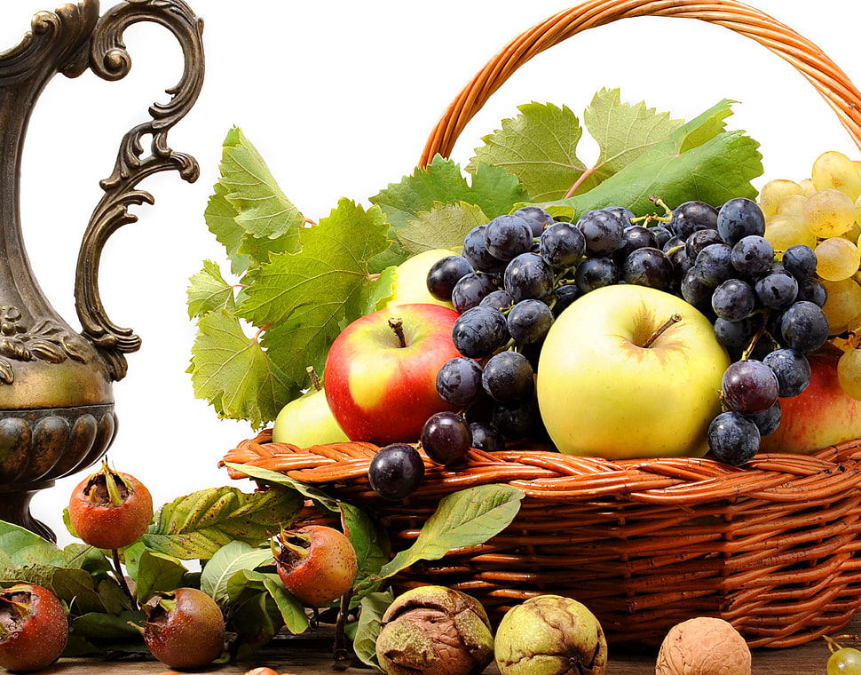 variety of fruits on basket HD wallpaper