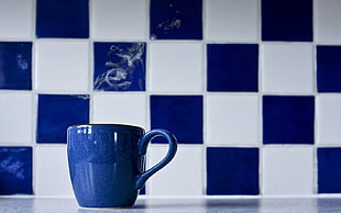 blue ceramic mug HD wallpaper