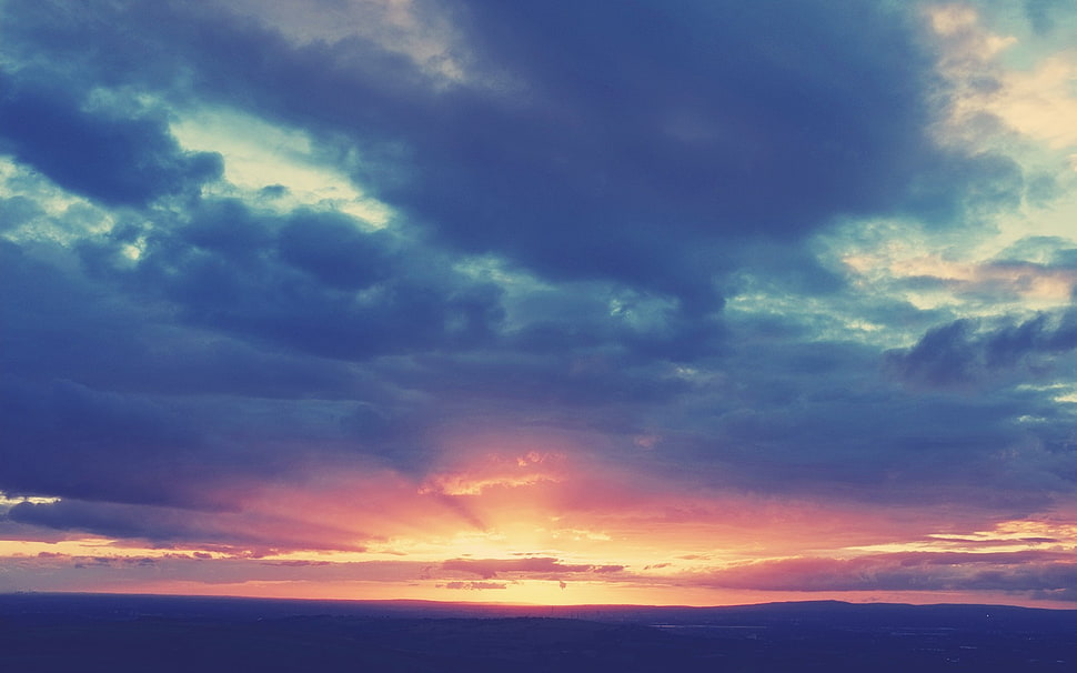 blue and white clouds during dust HD wallpaper