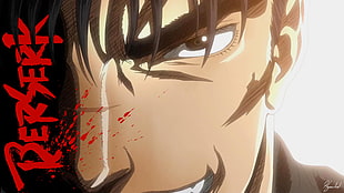 animated character with text overlay, Berserk, Guts, anime