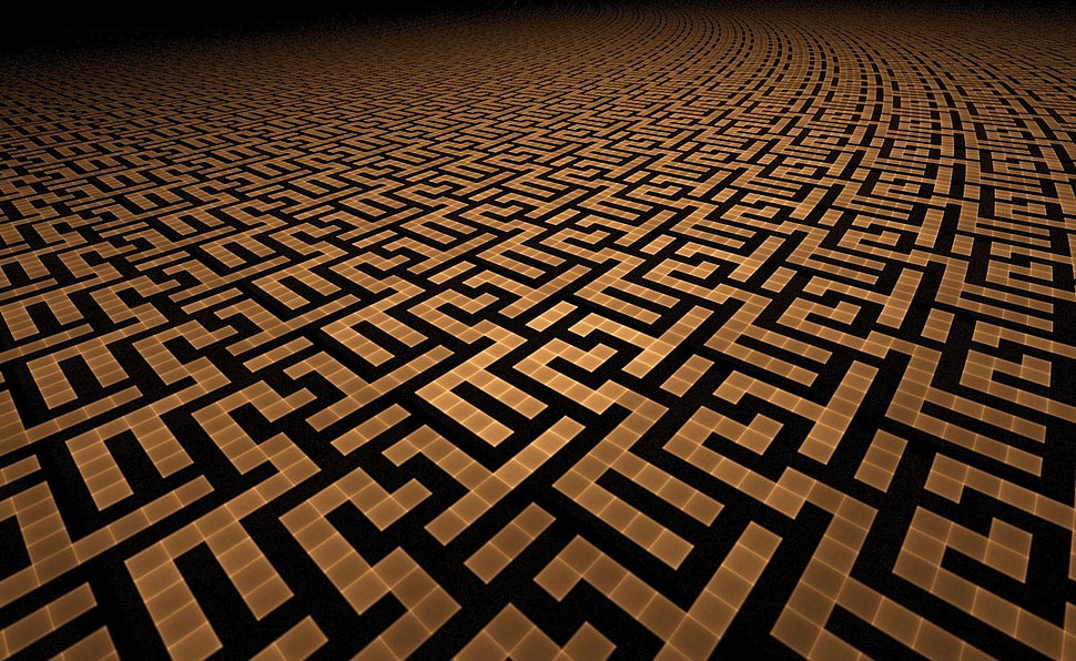 black and white area rug, mazes, texture HD wallpaper