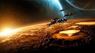 three gray spaceships illustration, Starcraft II HD wallpaper