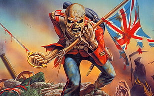 undead british army holding flag of Great Britain illustration