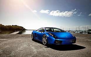 blue luxury car, Lamborghini Gallardo, car, blue cars, vehicle HD wallpaper