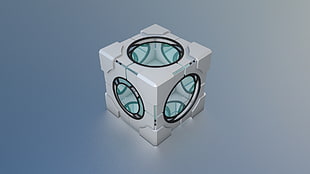 gray and blue mechanical box illustration