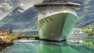 white and gray cruise ship HD wallpaper