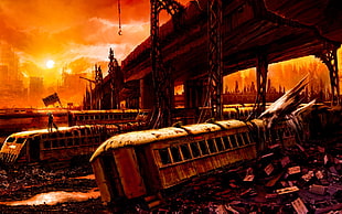 game application wallpaper, artwork, apocalyptic, destruction, ruins
