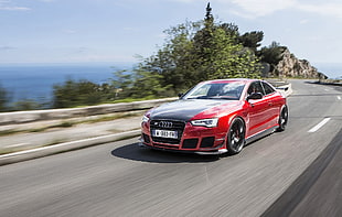 red Audi RS coupe HD wallpaper