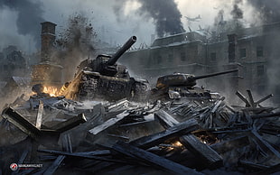 gray battle tanks wallpaper, World of Tanks, tank