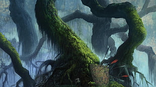 game application digital wallpaper, fantasy art, nature, trees, forest