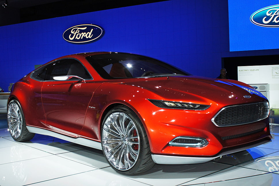 orange coupe HD wallpaper