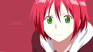 red hair female anime character digital wallpaper