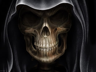 skull digital wallpaper, skull, Grim Reaper, dark fantasy HD wallpaper