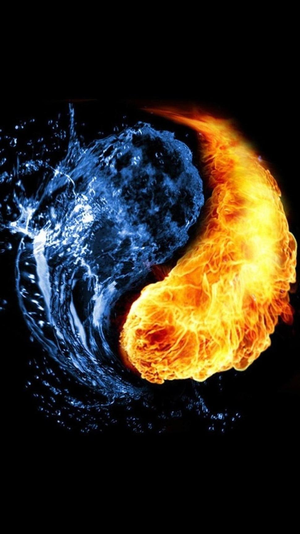 water and fire Yin Yang  illustration HD wallpaper