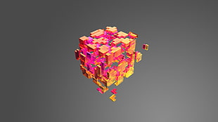 pink cube digital art, digital art