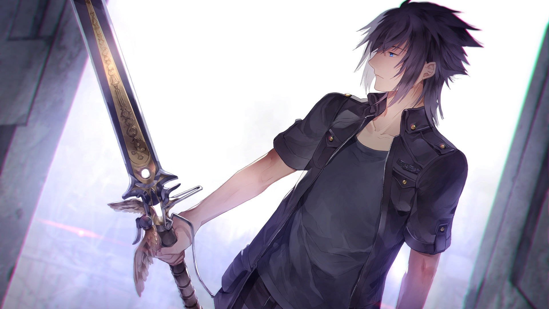 Black-haired male anime character holding sword wallpaper, Final Fantasy,  Noctis, video games, black hair HD wallpaper | Wallpaper Flare
