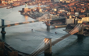 aerial photo of Brooklyn bridge HD wallpaper
