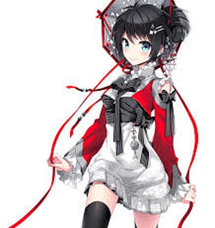 anime girl character with red and white outfit