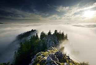 mountain with fogs, nature, landscape, mountains, clouds