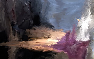 black, beige, purple, and blue art abstract painting