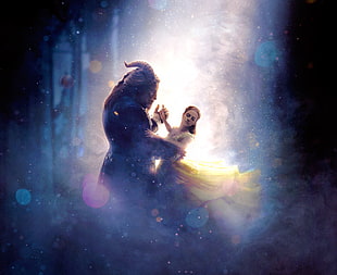 illustration of Beauty and the Beast dancing HD wallpaper