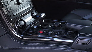 black and gray electronic device, Mercedes SLS, car interior, Mercedes Benz, car