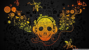 orange kalavera illustration, abstract