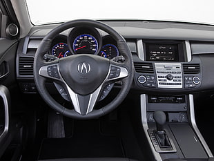 black and gray Acura steering wheel